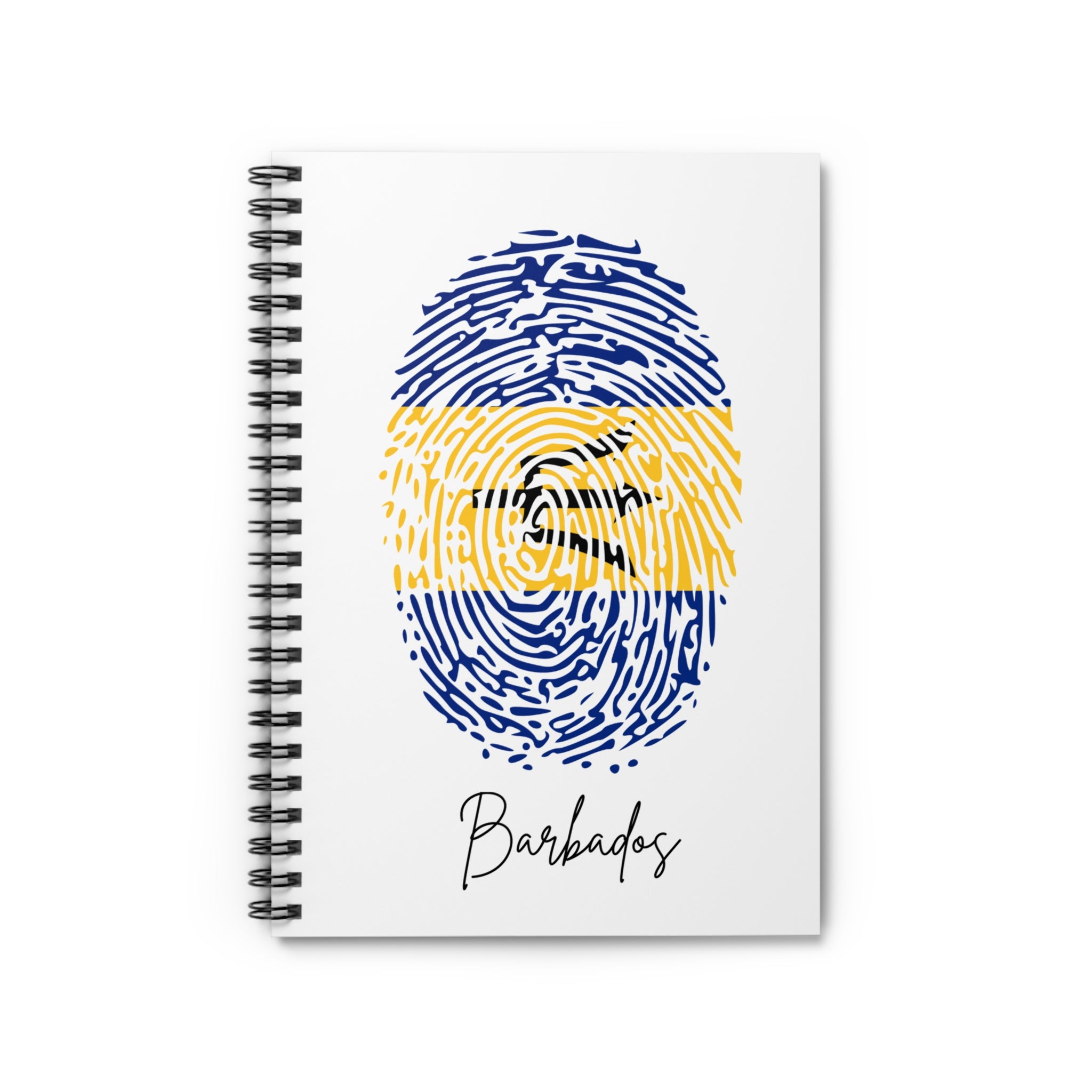 Barbados Flag Fingerprint Spiral Notebook - Ruled Line