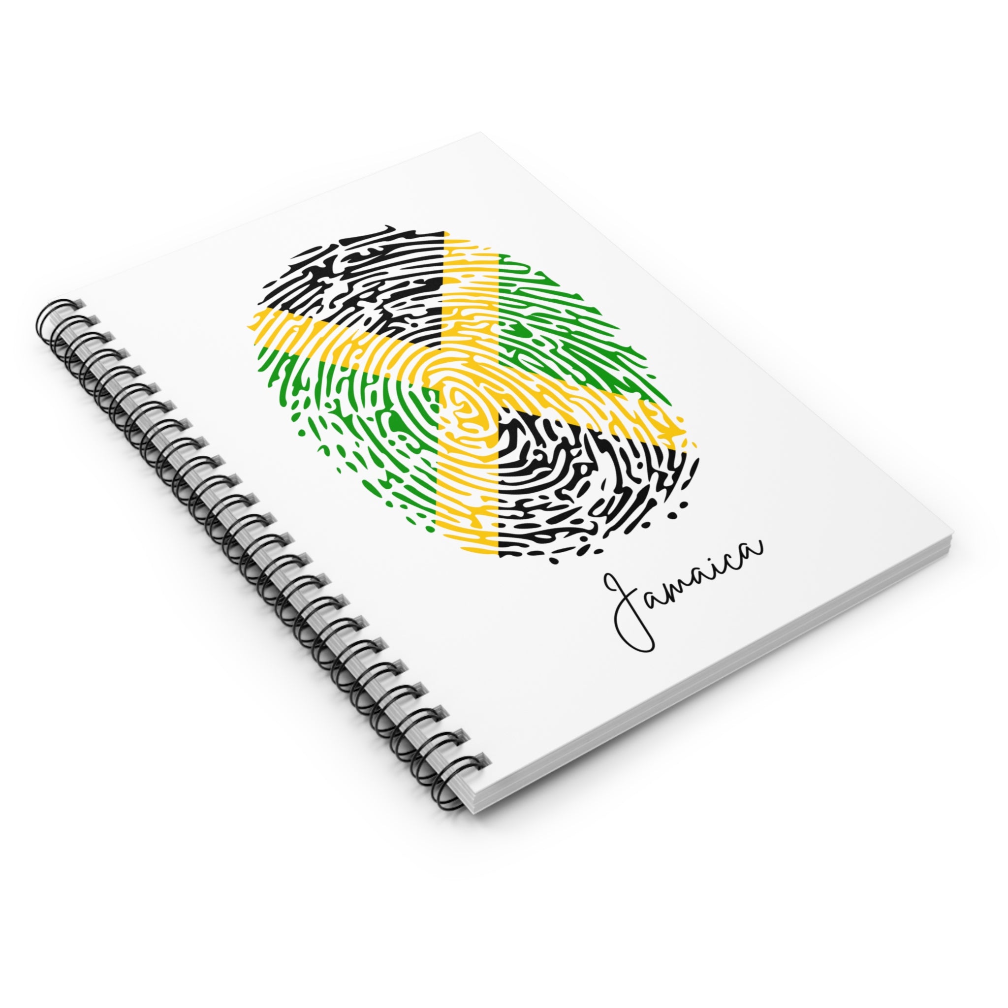 Jamaica Flag Fingerprint Spiral Notebook - Ruled Line