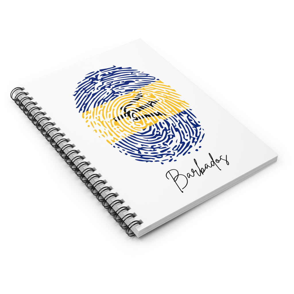Barbados Flag Fingerprint Spiral Notebook - Ruled Line