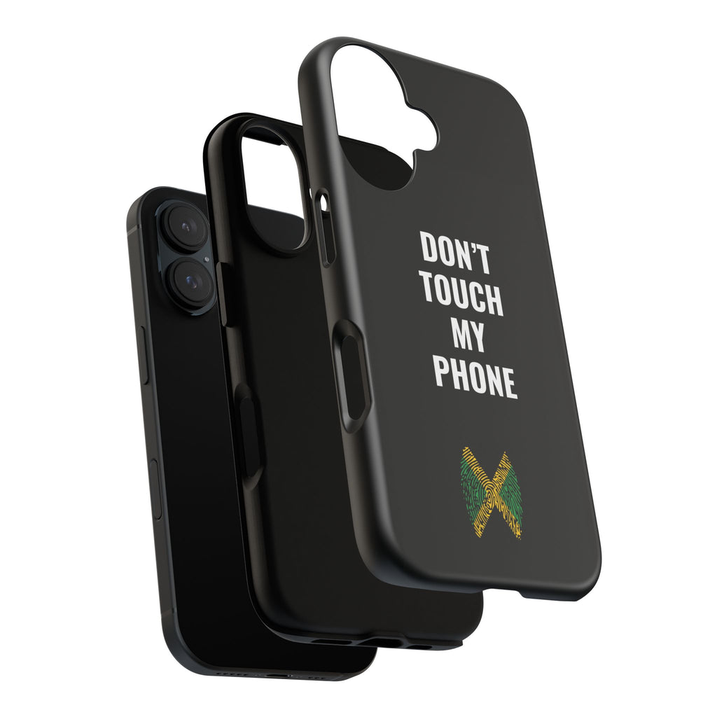 Don’t Touch My Phone – Jamaica Flag Thumbprint Phone Case (Black)