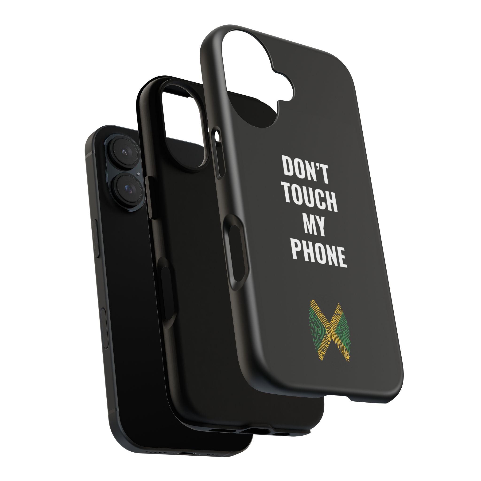 Don’t Touch My Phone – Jamaica Flag Thumbprint Phone Case (Black)