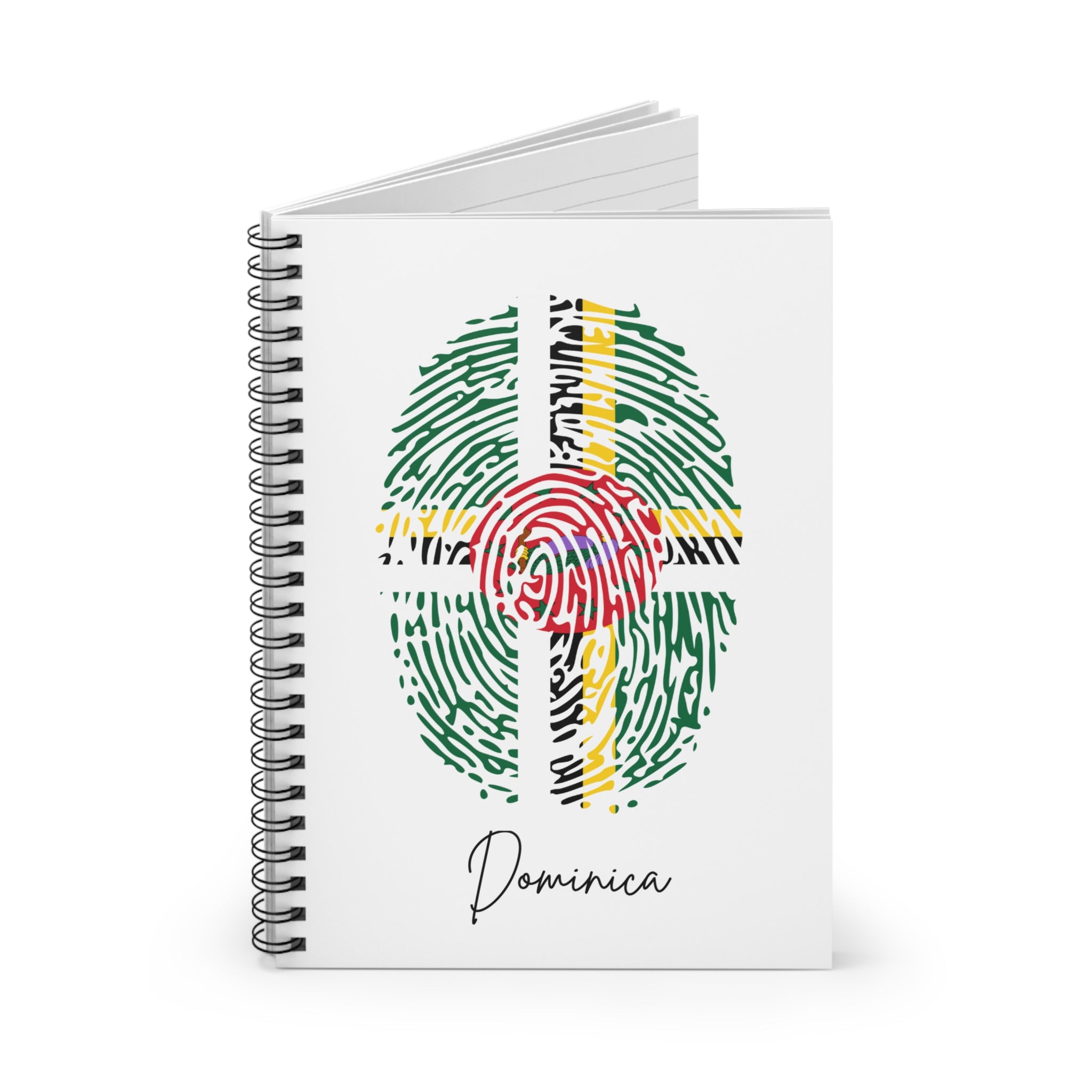 Dominica Flag Fingerprint Spiral Notebook - Ruled Line
