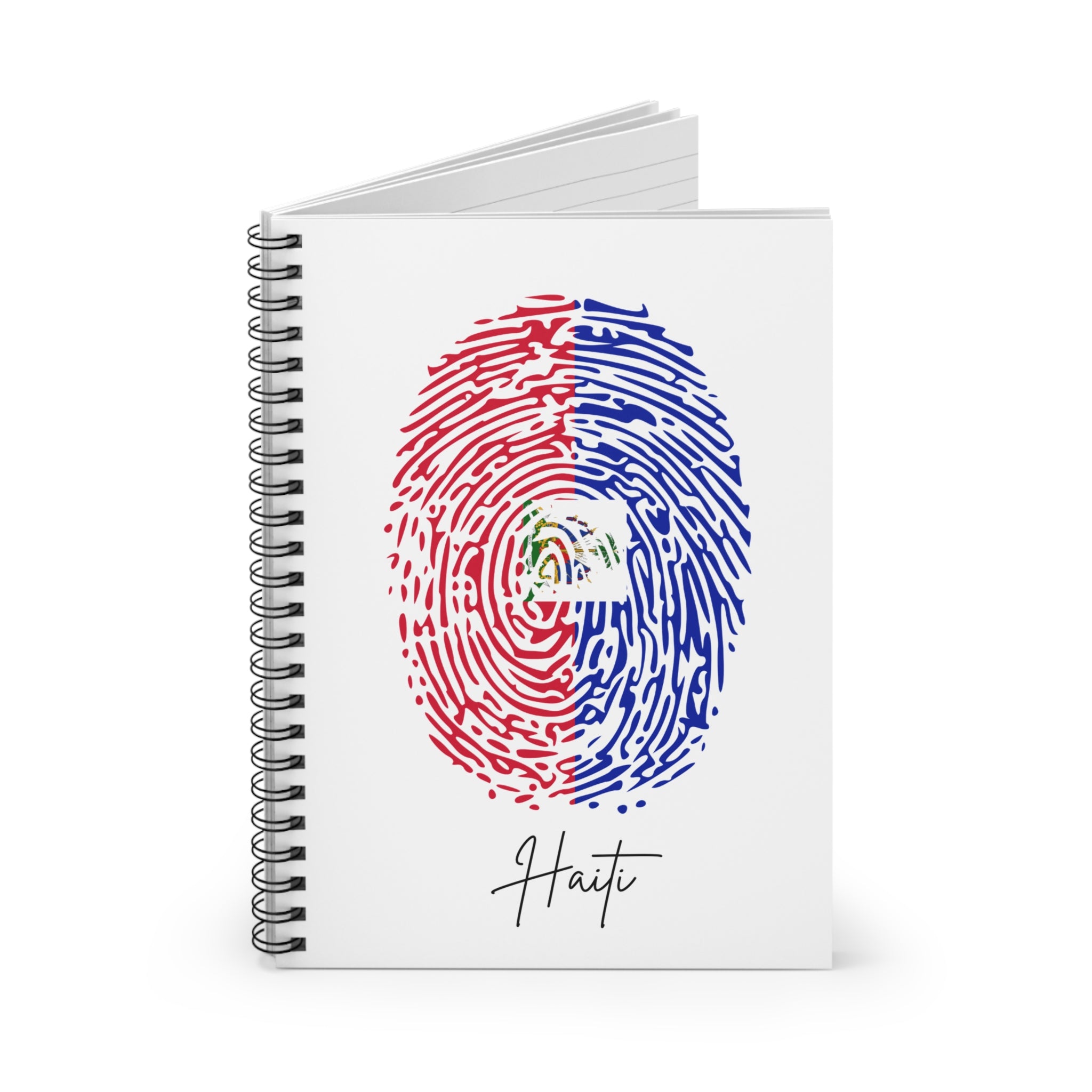 Haiti Flag Fingerprint Spiral Notebook - Ruled Line