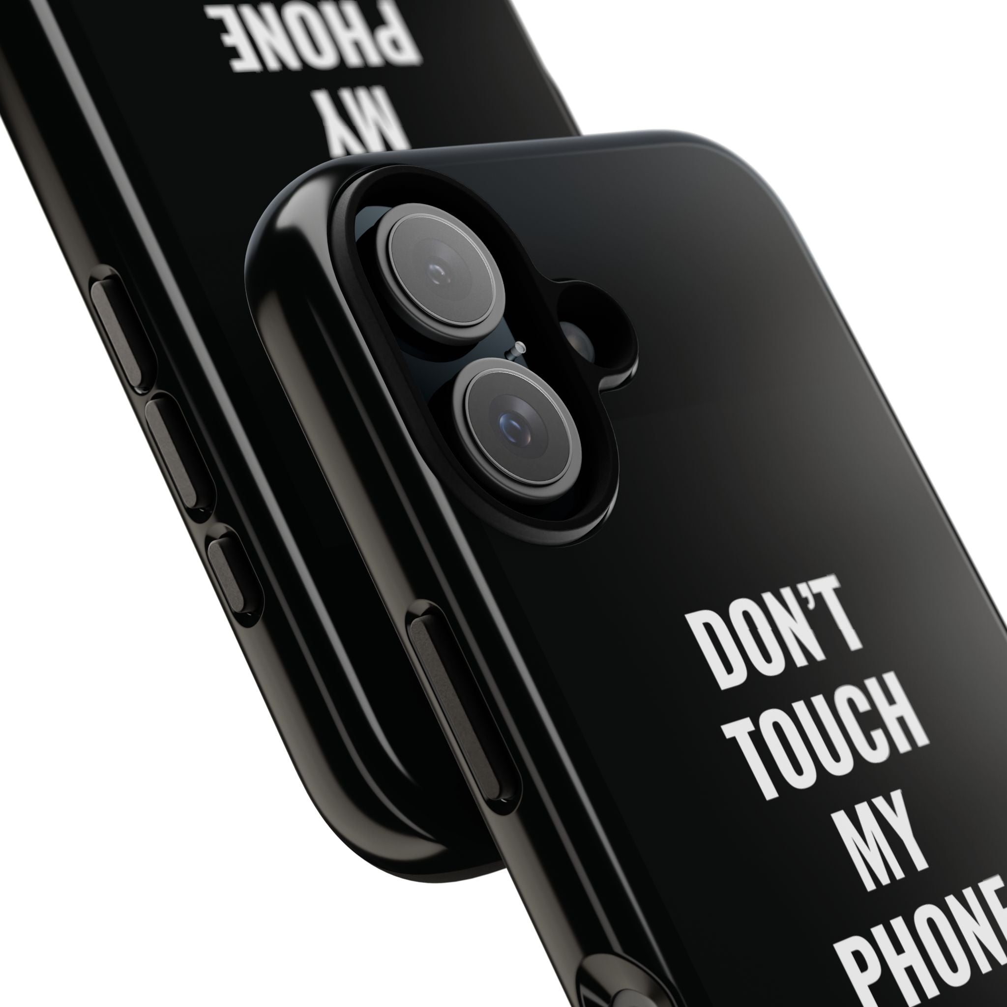 Don’t Touch My Phone – Dominica Flag Thumbprint Phone Case (Black)