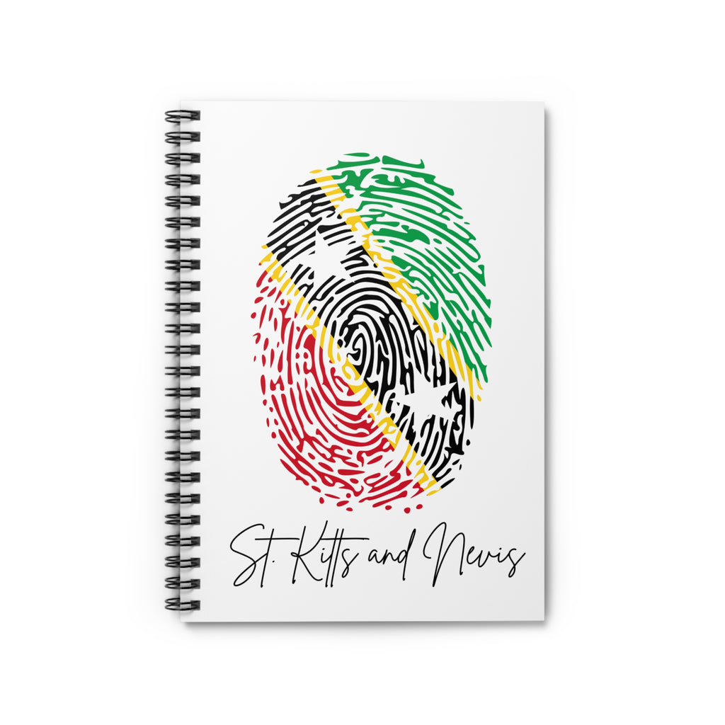 St. Kitts & Nevis Flag Fingerprint Spiral Notebook - Ruled Line