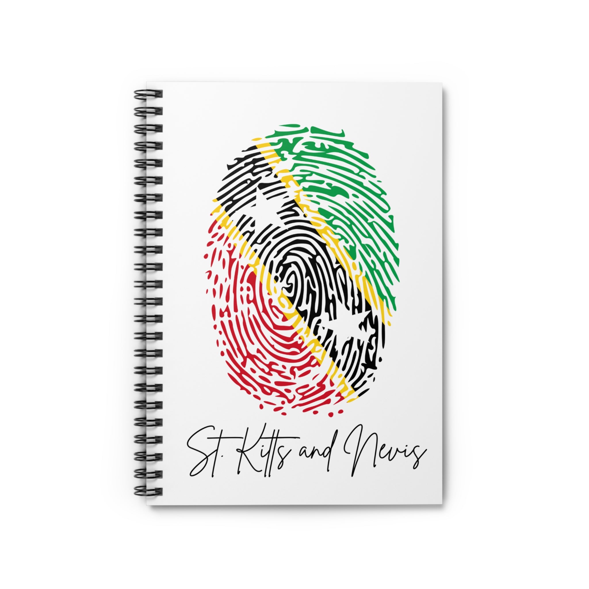 St. Kitts & Nevis Flag Fingerprint Spiral Notebook - Ruled Line