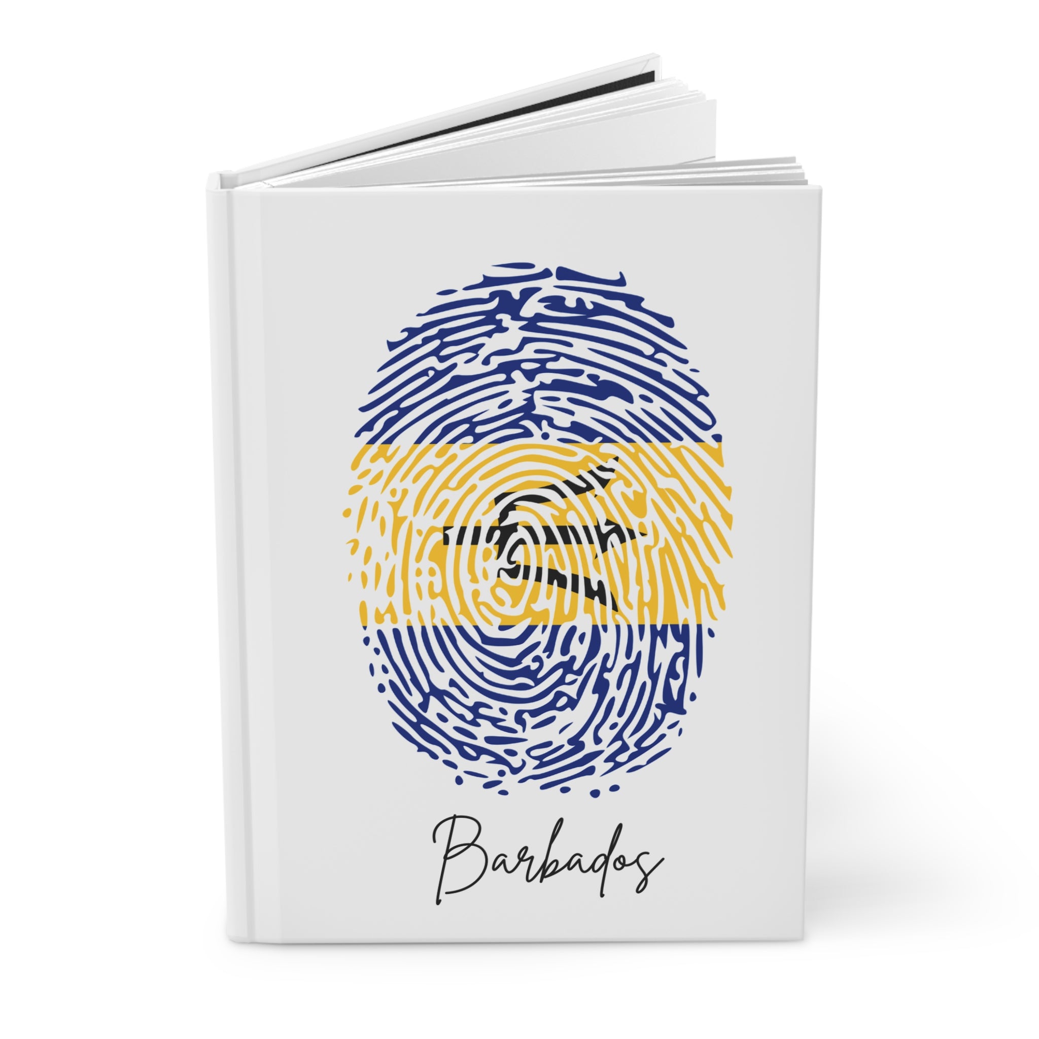 Barbados Flag Fingerprint Hardcover Notebook