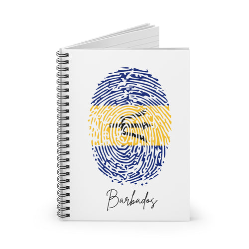 Barbados Flag Fingerprint Spiral Notebook - Ruled Line