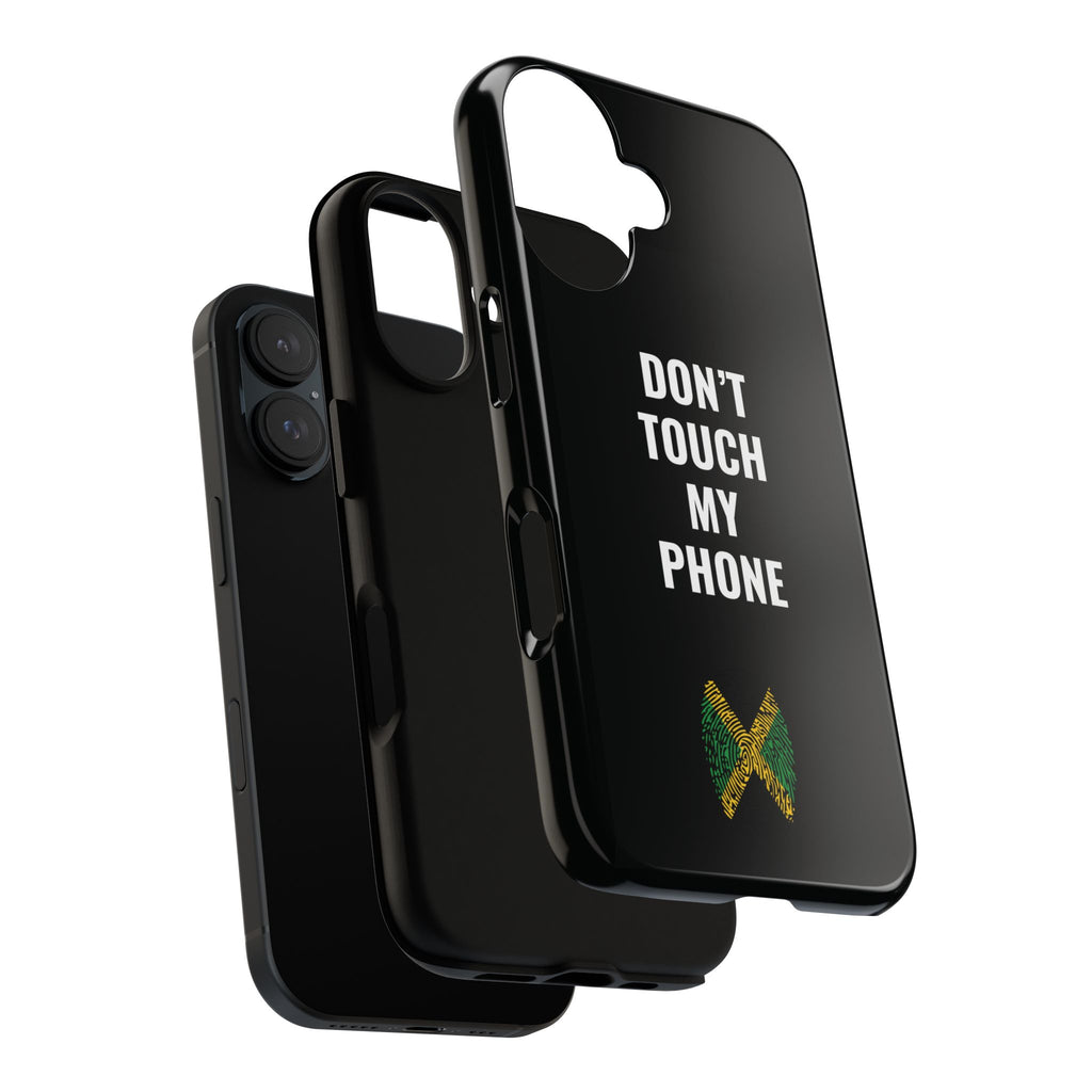 Don’t Touch My Phone – Jamaica Flag Thumbprint Phone Case (Black)
