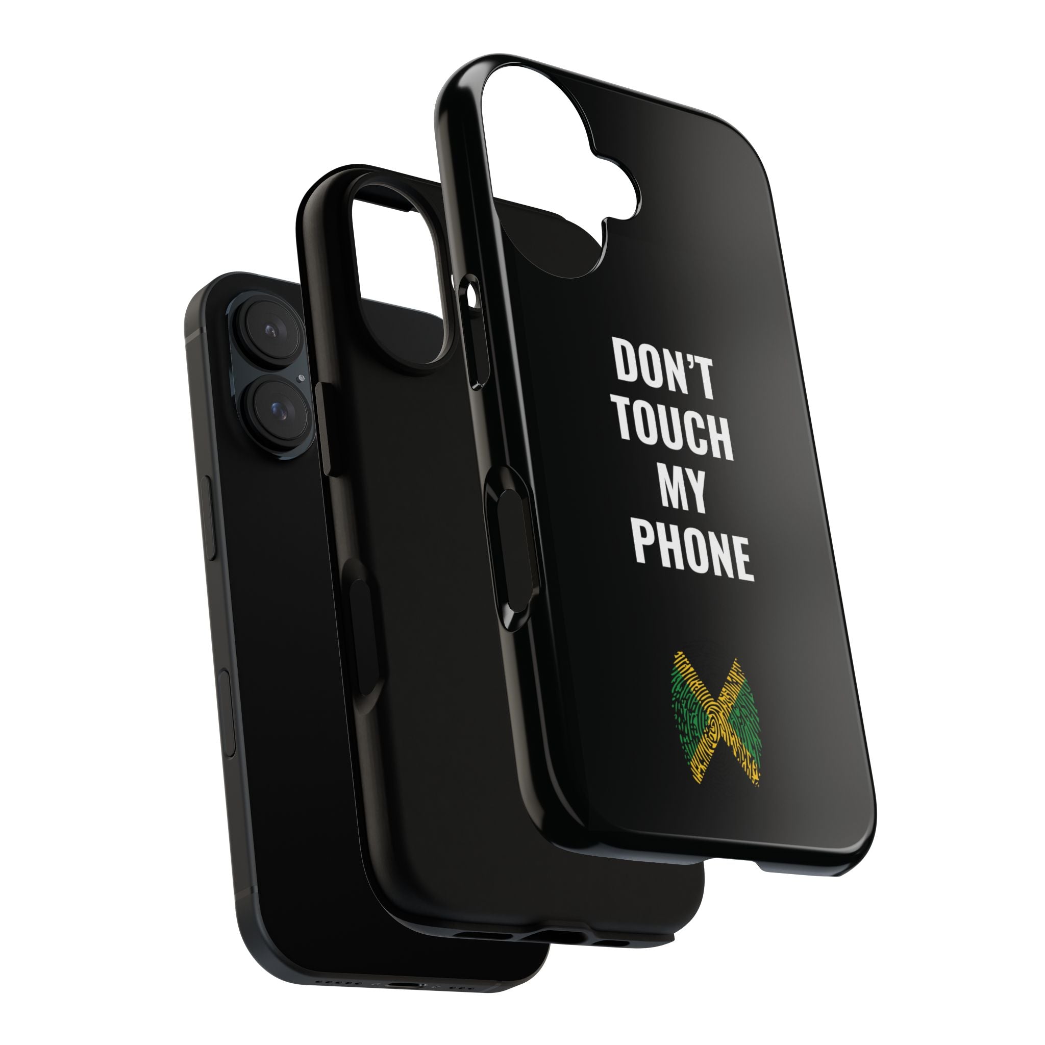 Don’t Touch My Phone – Jamaica Flag Thumbprint Phone Case (Black)