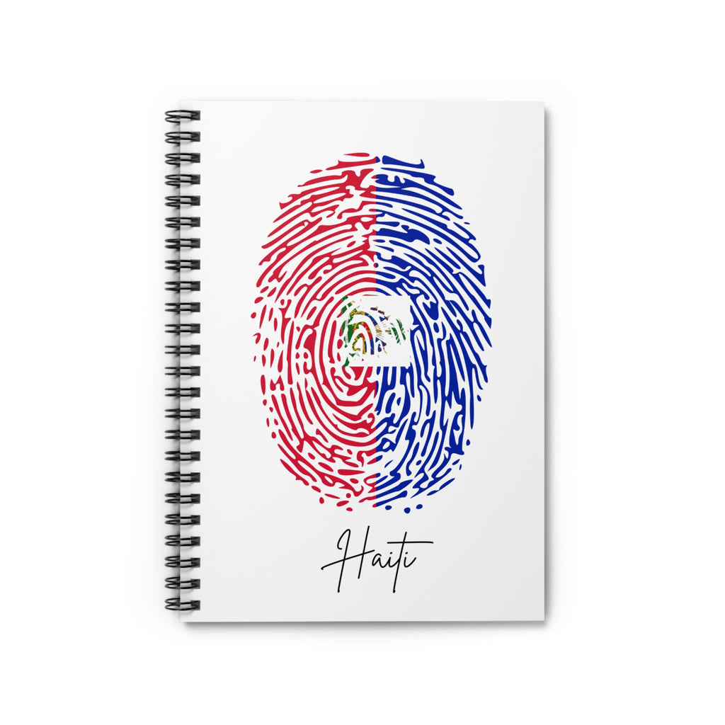 Haiti Flag Fingerprint Spiral Notebook - Ruled Line