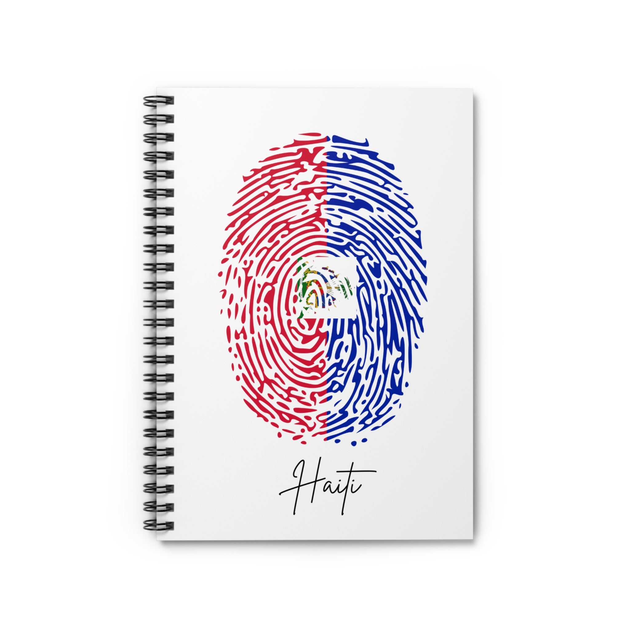 Haiti Flag Fingerprint Spiral Notebook - Ruled Line