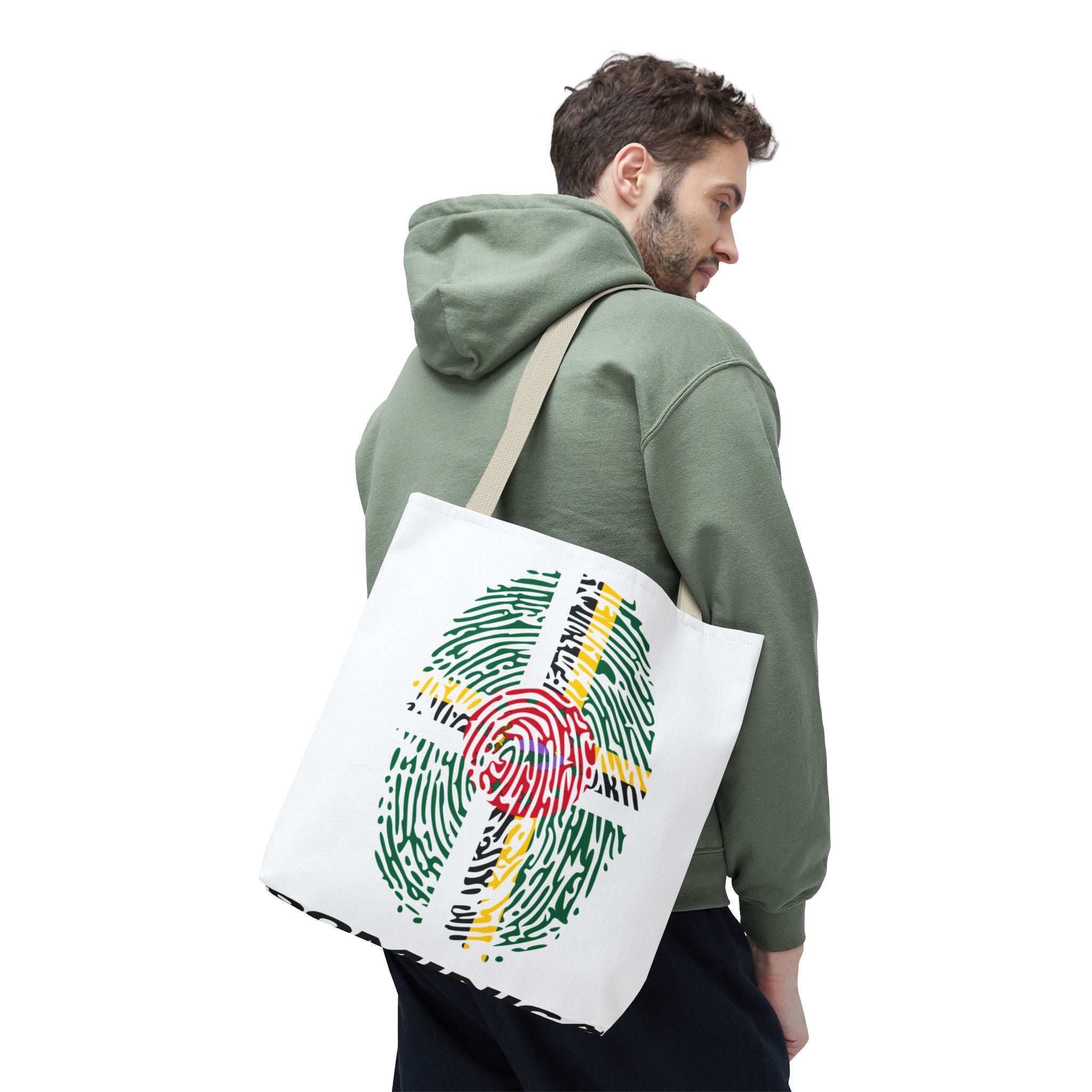 Dominica Flag Fingerprint Tote