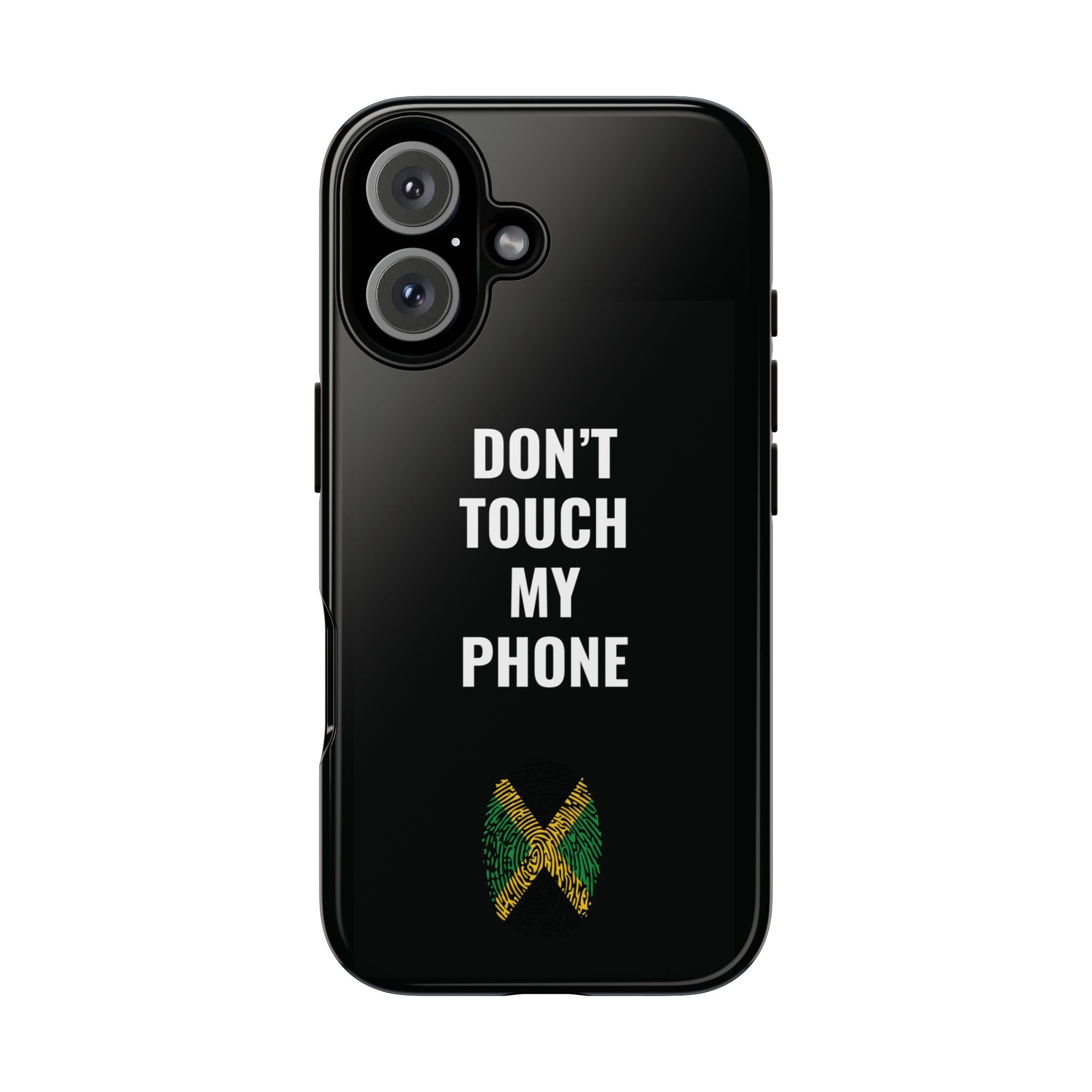 Don’t Touch My Phone – Jamaica Flag Thumbprint Phone Case (Black)