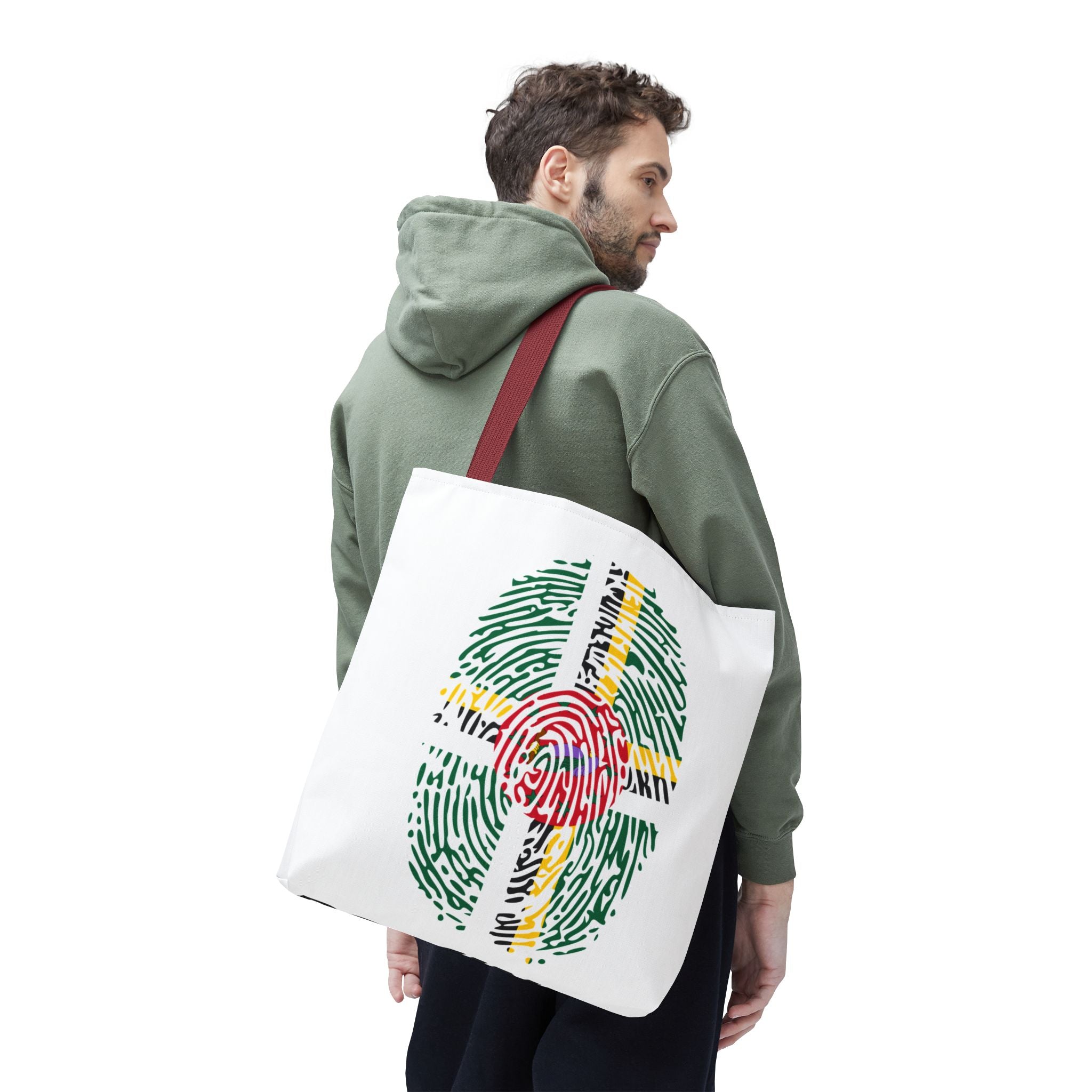 Dominica Flag Fingerprint Tote