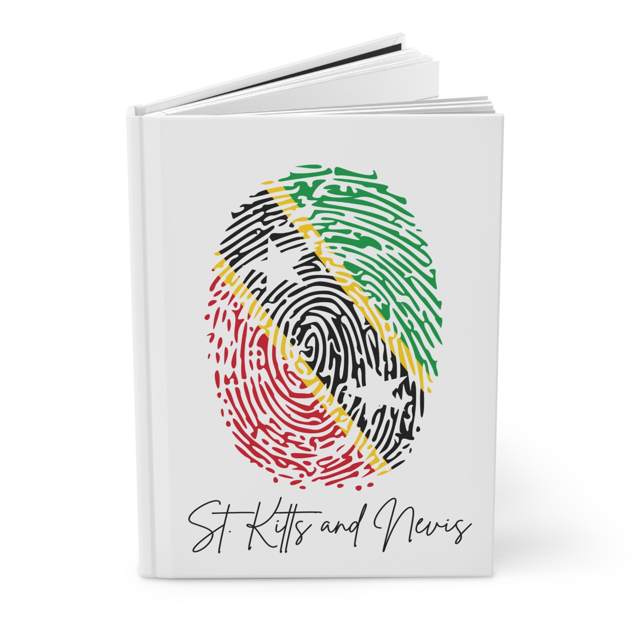 St. Kitts and Nevis Flag Fingerprint Hardcover Notebook