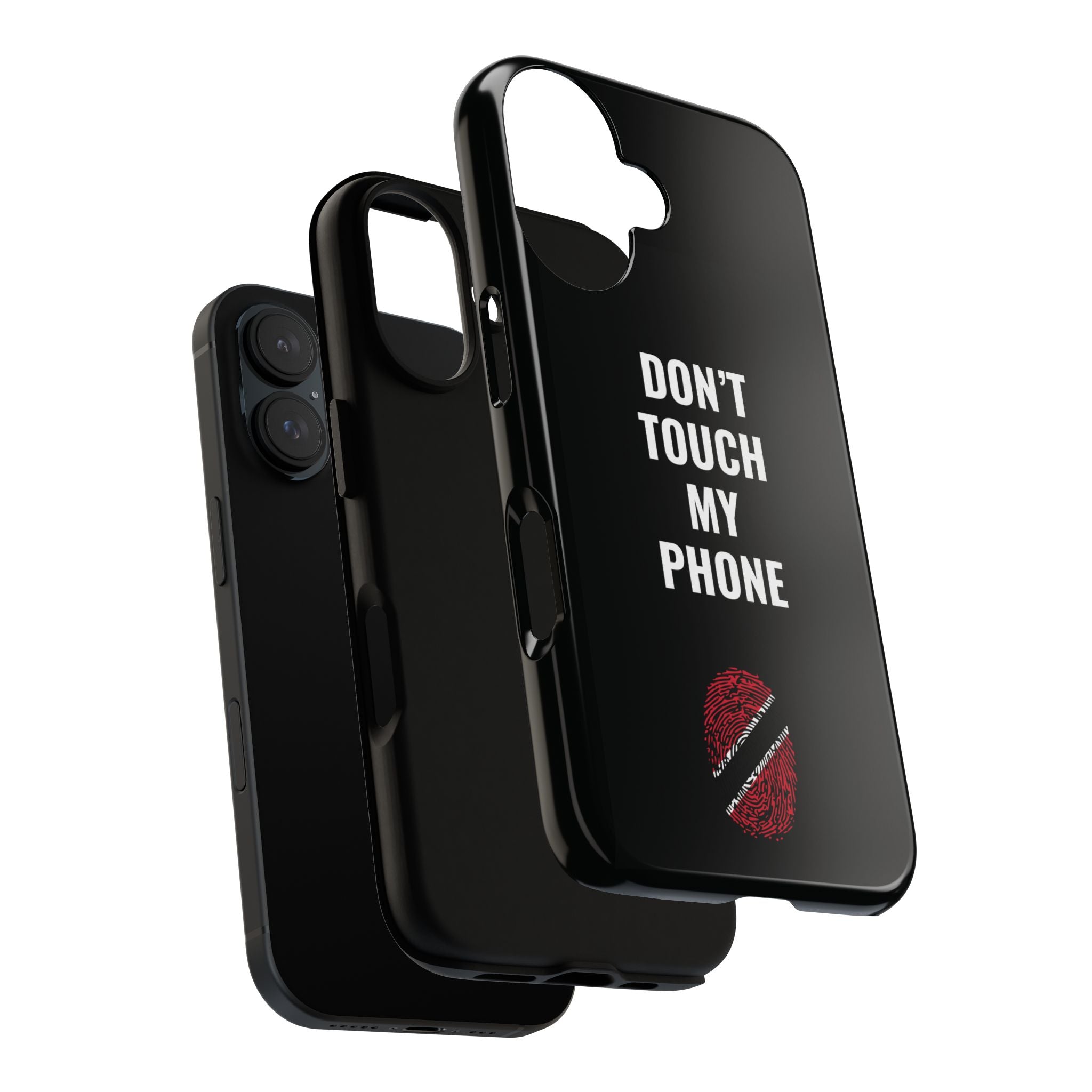Don’t Touch My Phone – Trinidad & Tobago Flag Thumbprint Phone Case (Black)