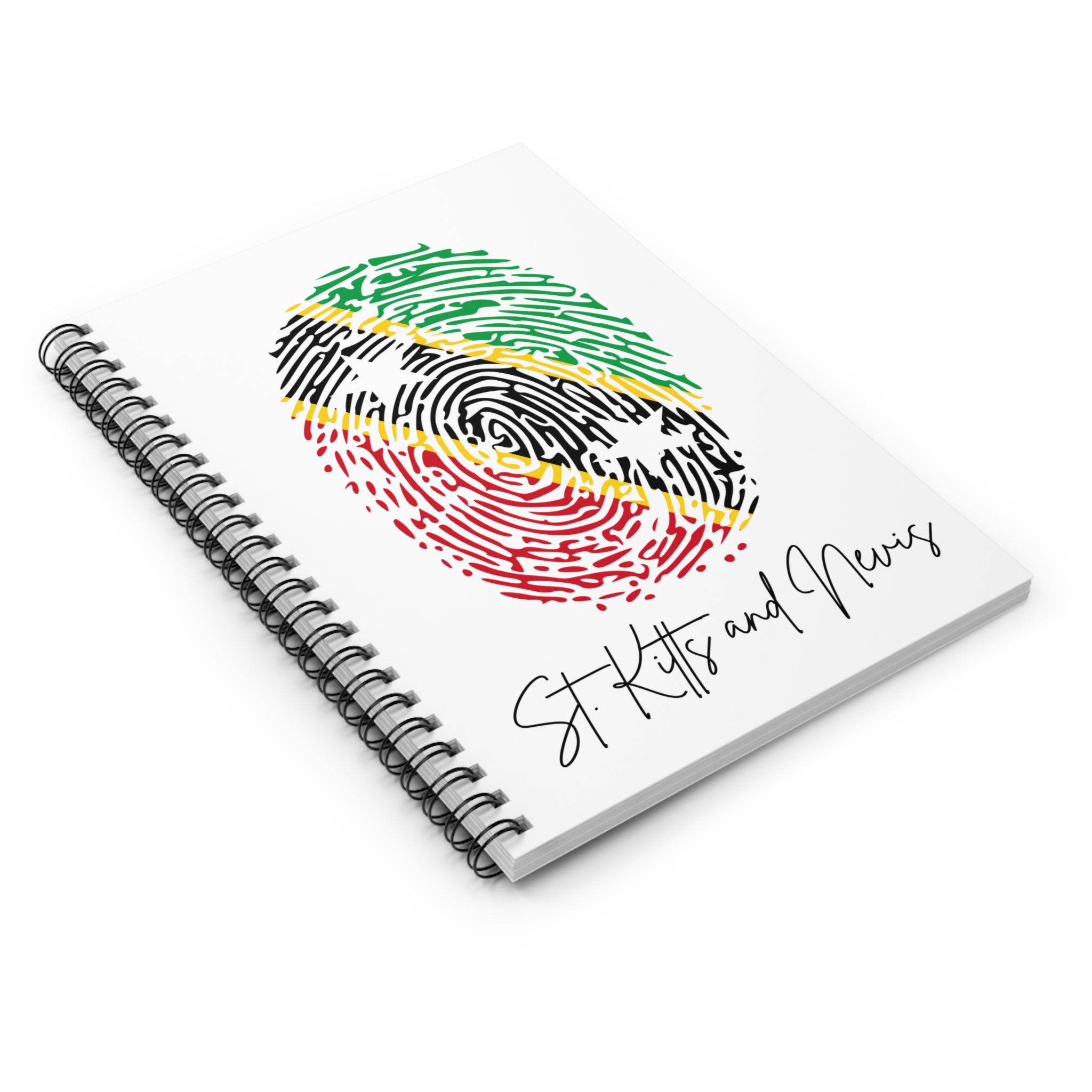 St. Kitts & Nevis Flag Fingerprint Spiral Notebook - Ruled Line