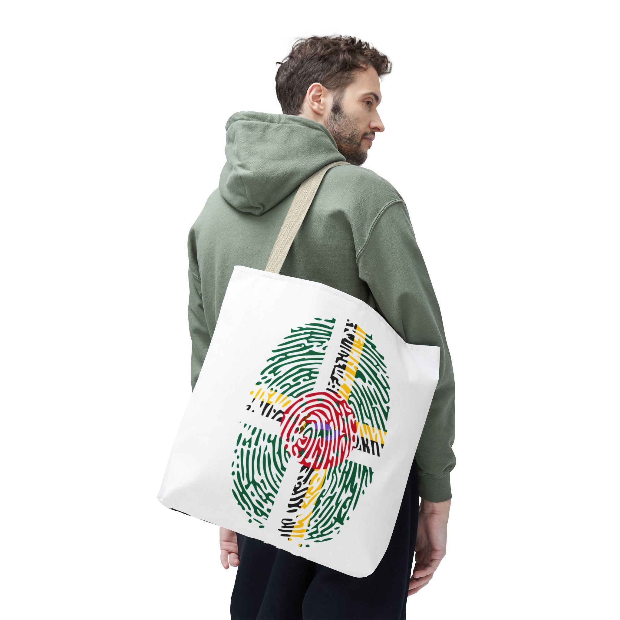 Dominica Flag Fingerprint Tote