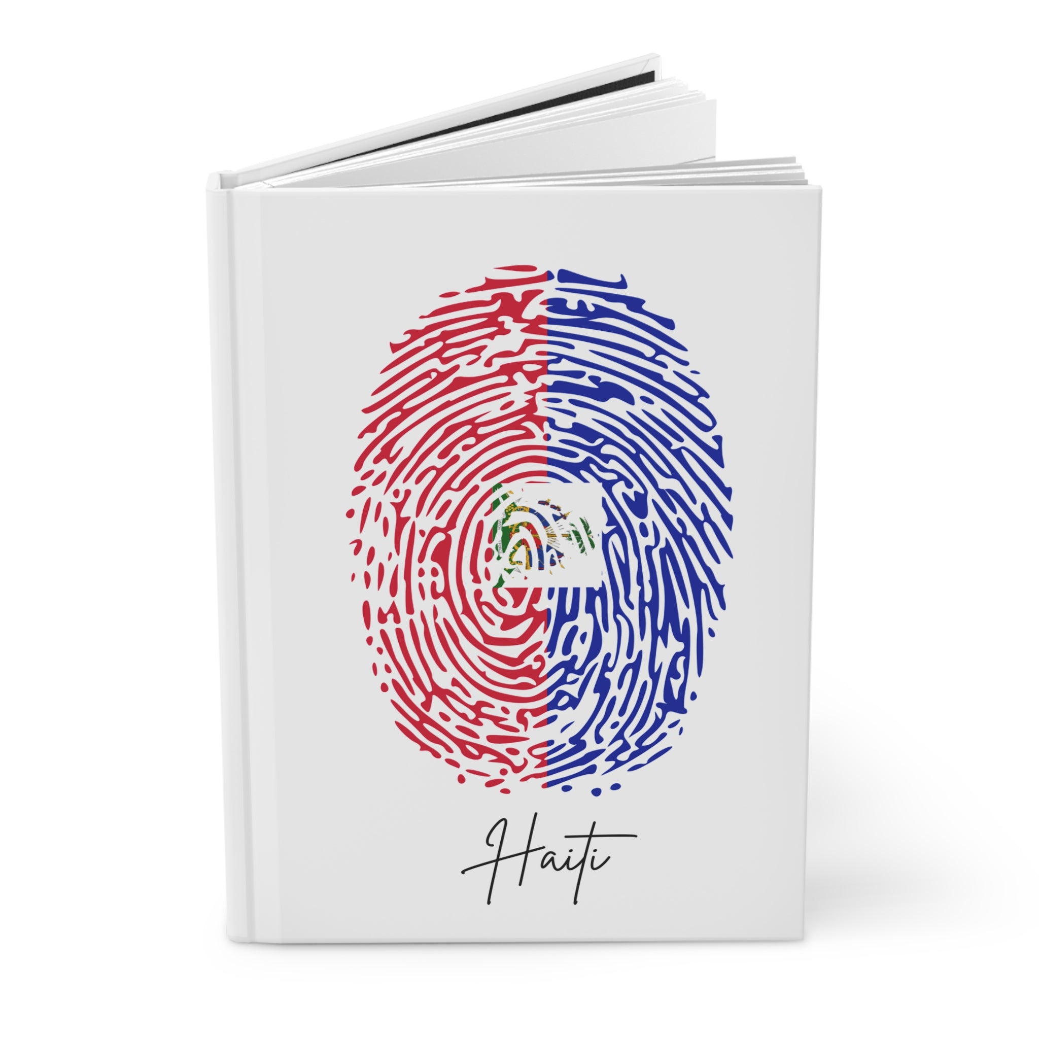 Haiti Flag Fingerprint Hardcover Notebook