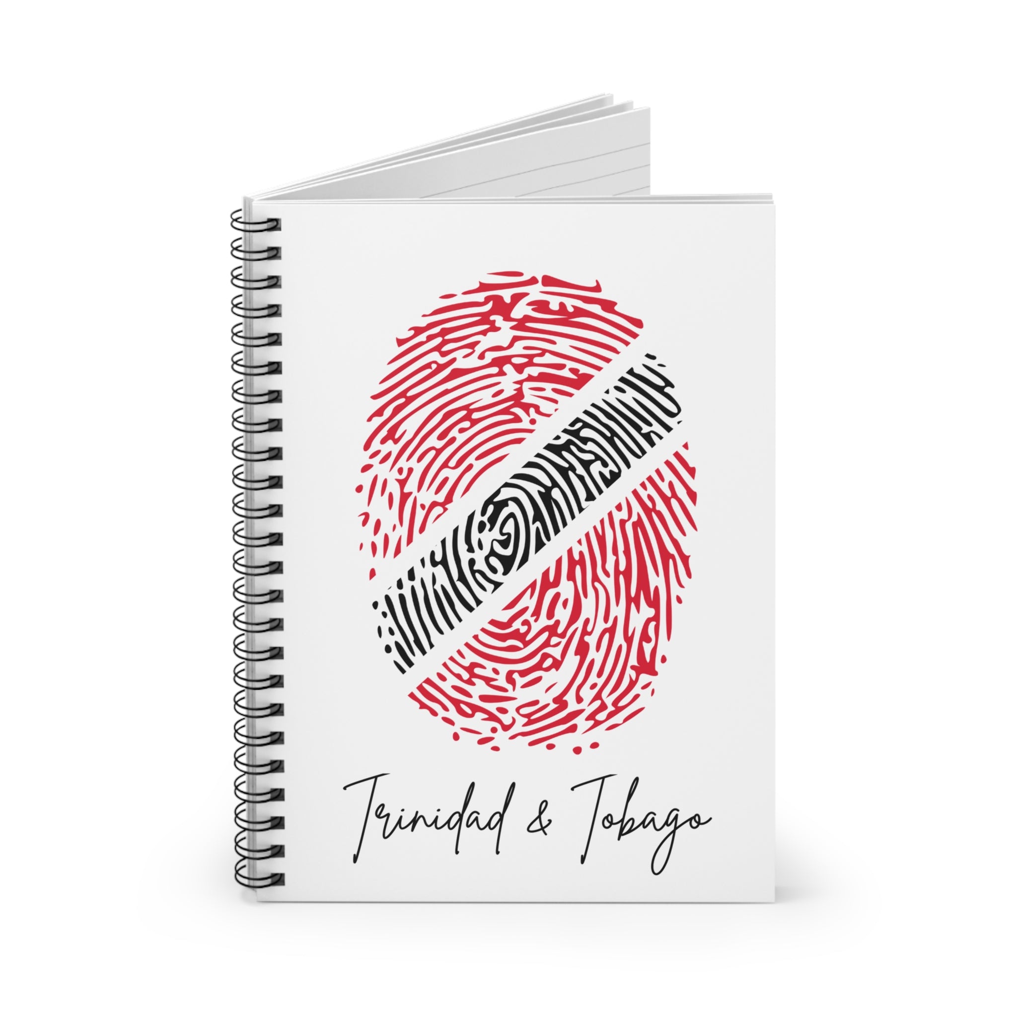 Trinidad & Tobago Flag Fingerprint Spiral Notebook - Ruled Line
