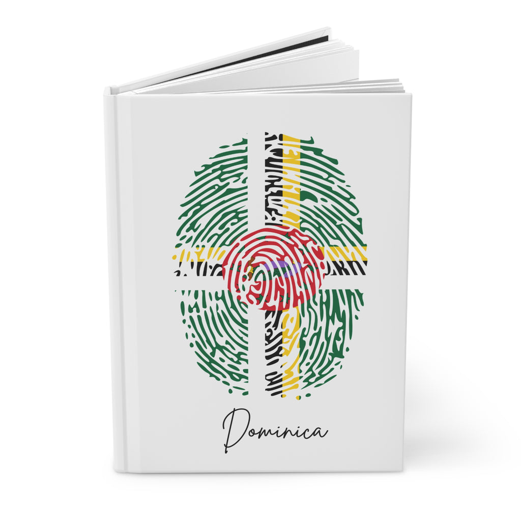 Dominica Flag Fingerprint Hardcover Notebook