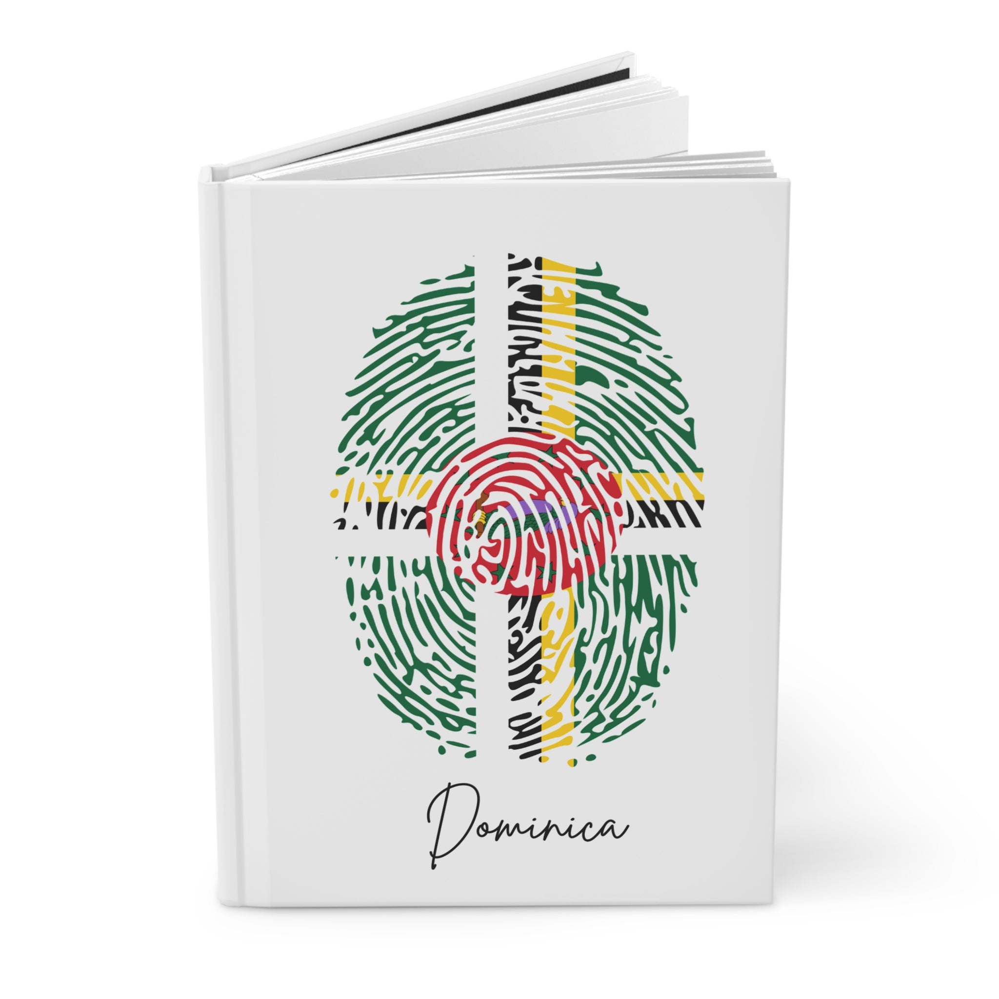 Dominica Flag Fingerprint Hardcover Notebook