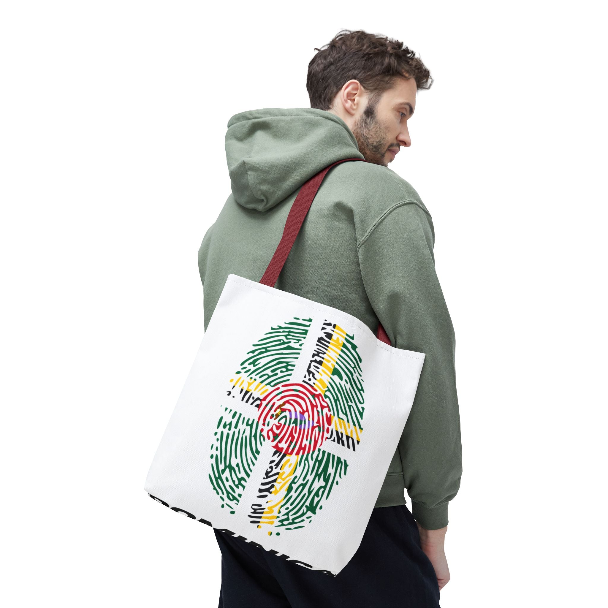 Dominica Flag Fingerprint Tote