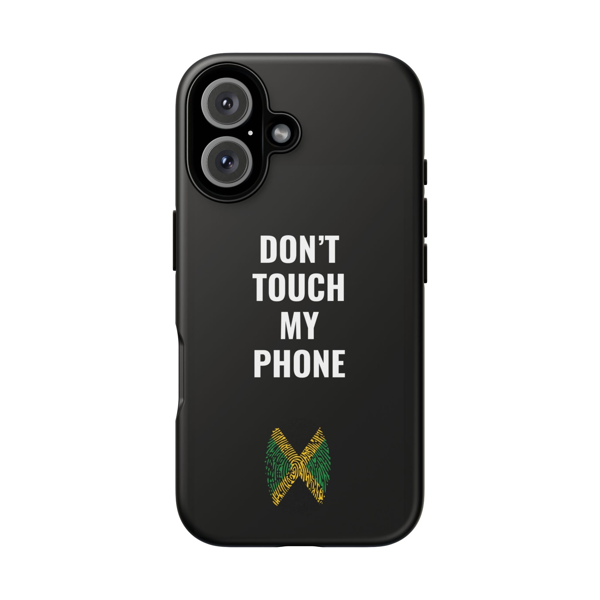 Don’t Touch My Phone – Jamaica Flag Thumbprint Phone Case (Black)