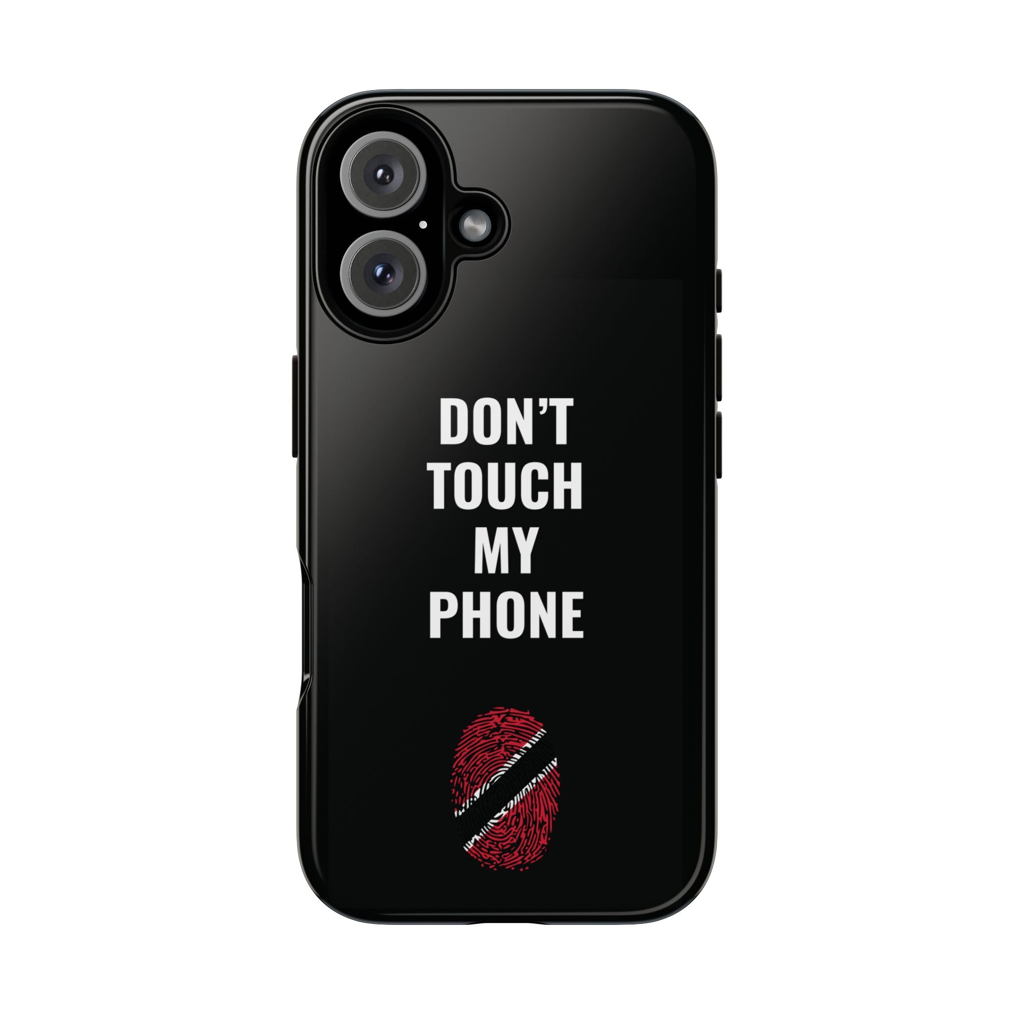Don’t Touch My Phone – Trinidad & Tobago Flag Thumbprint Phone Case (Black)