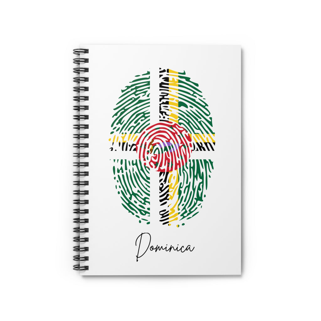 Dominica Flag Fingerprint Spiral Notebook - Ruled Line