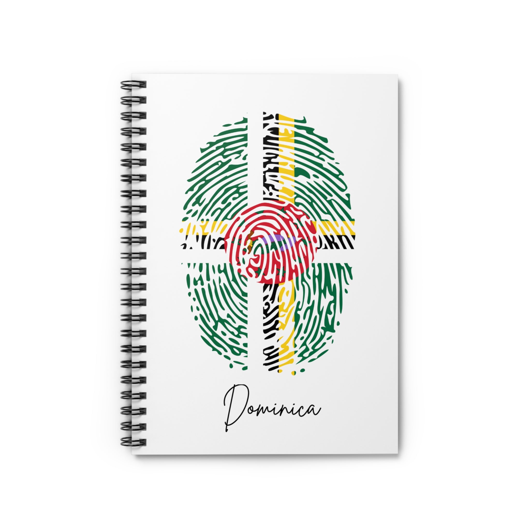 Dominica Flag Fingerprint Spiral Notebook - Ruled Line
