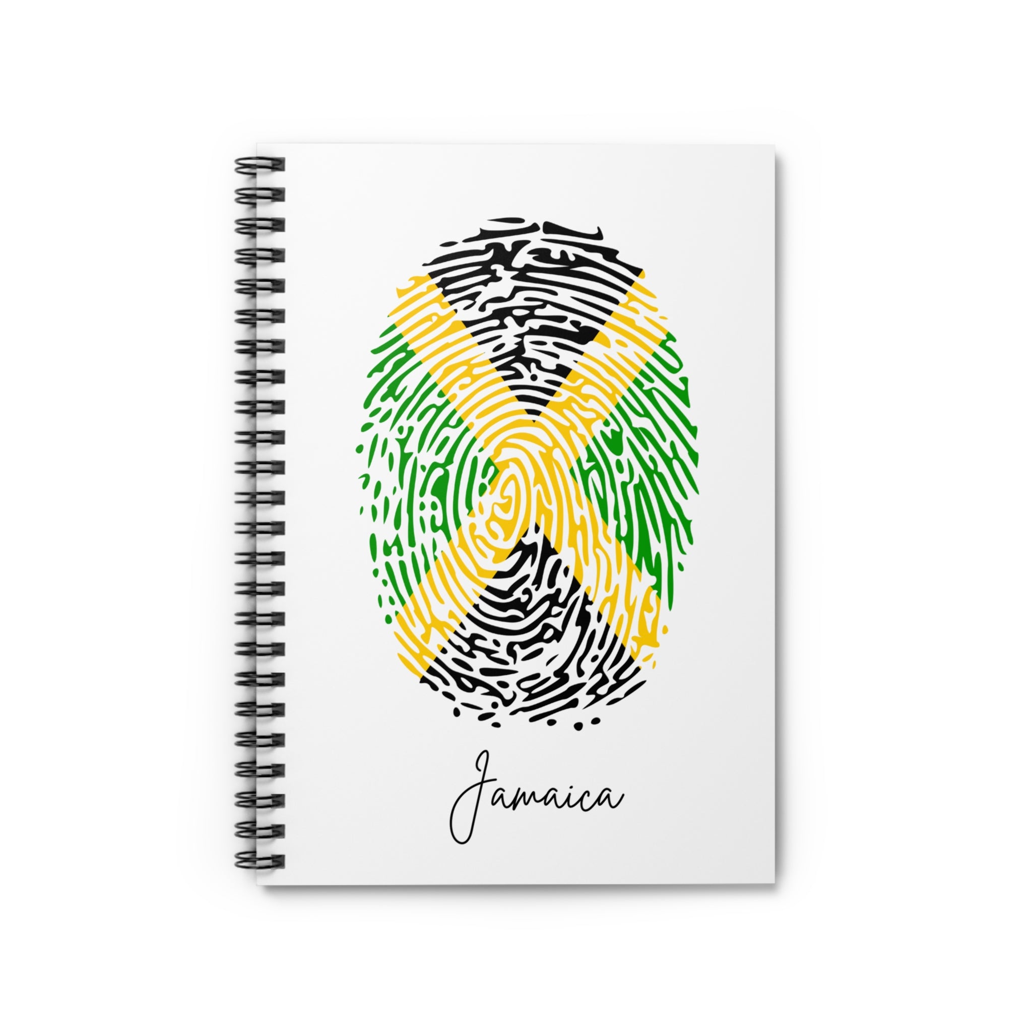 Jamaica Flag Fingerprint Spiral Notebook - Ruled Line