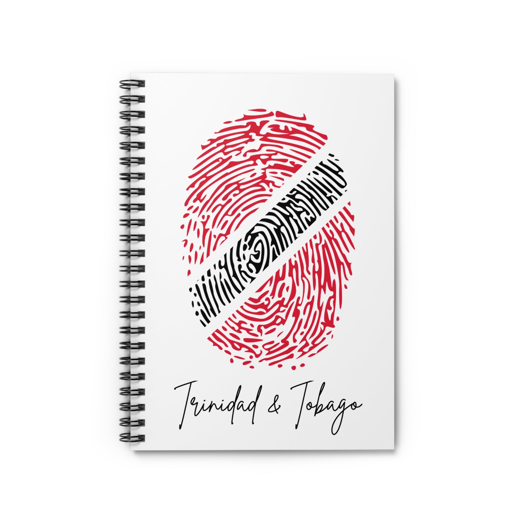 Trinidad & Tobago Flag Fingerprint Spiral Notebook - Ruled Line