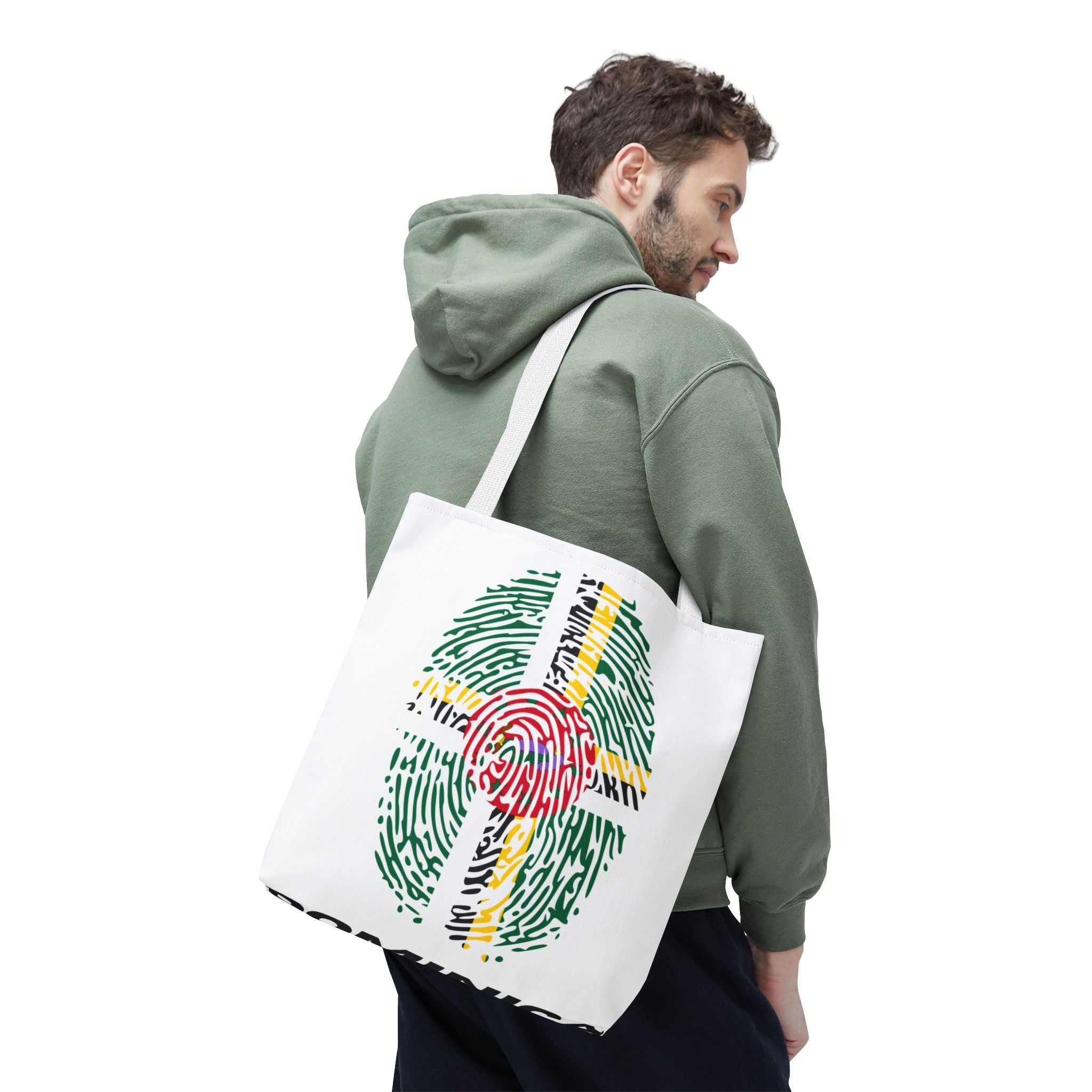 Dominica Flag Fingerprint Tote