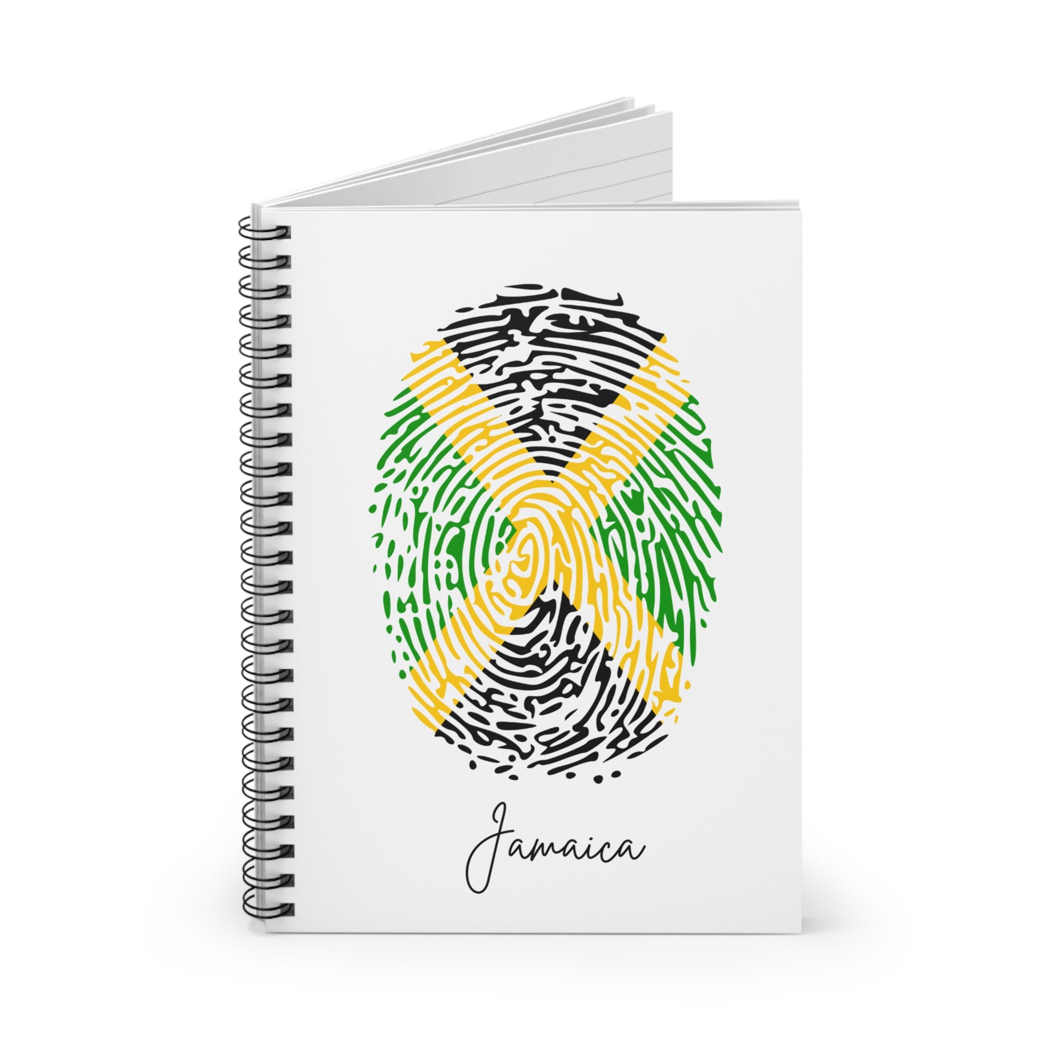 Jamaica Flag Fingerprint Spiral Notebook - Ruled Line