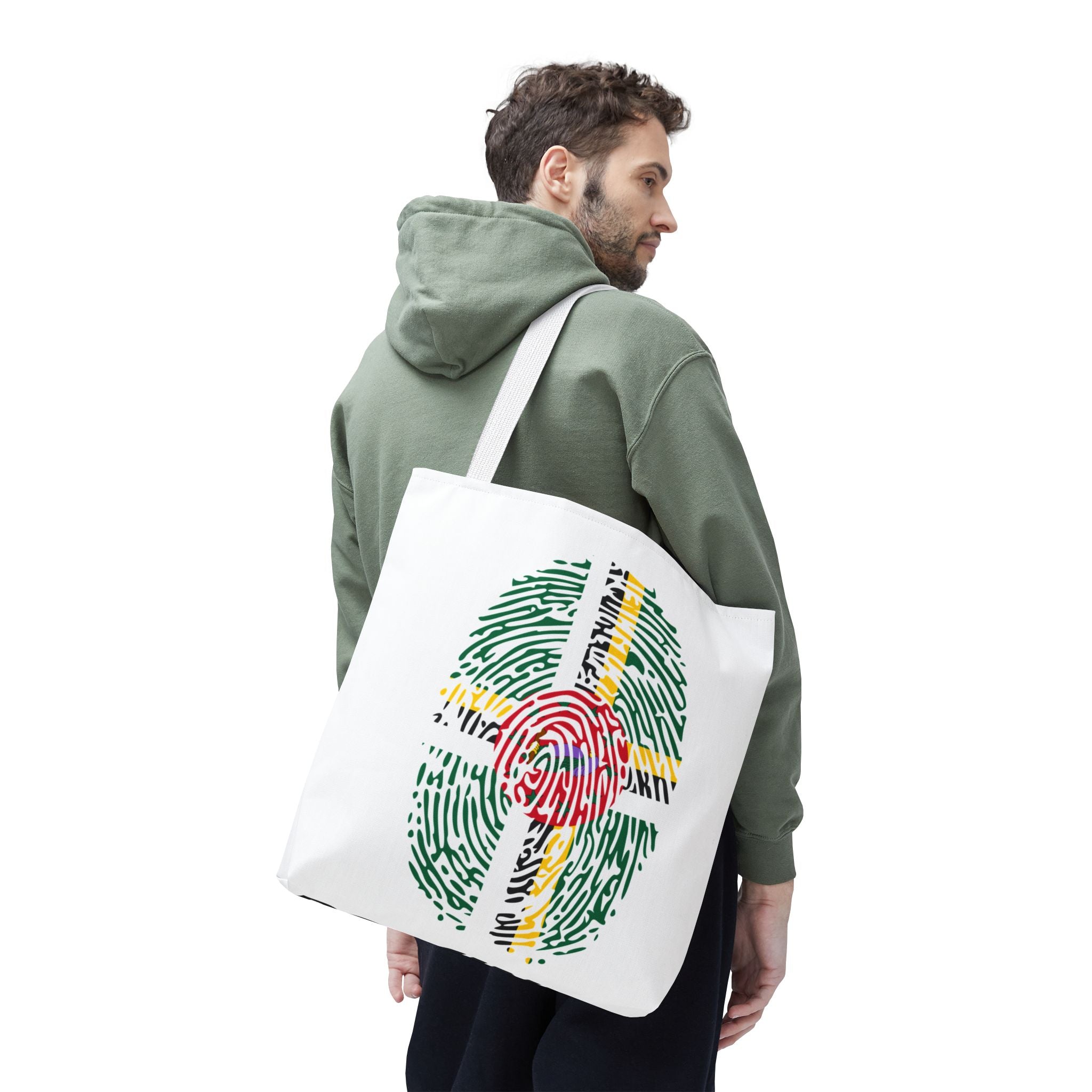 Dominica Flag Fingerprint Tote
