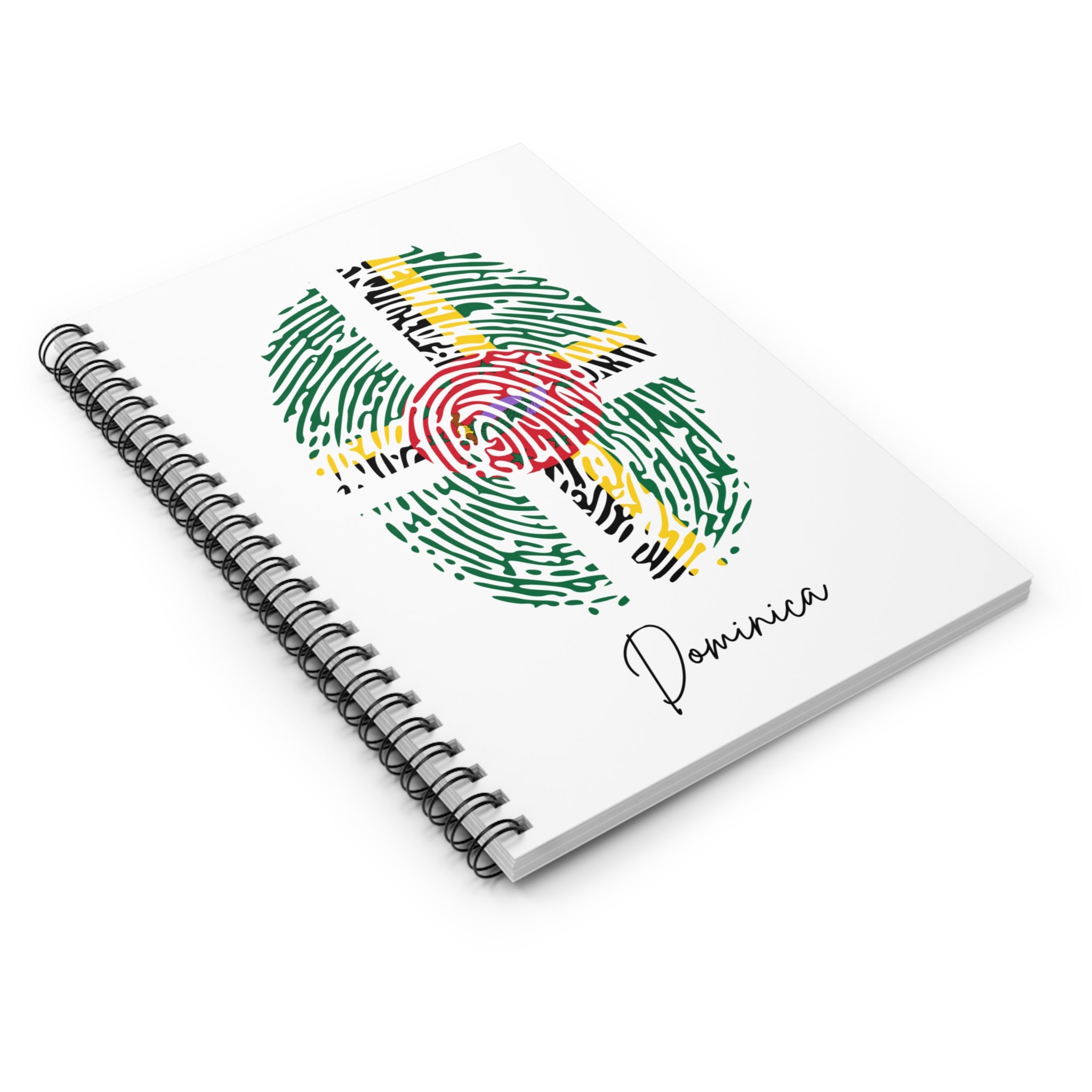 Dominica Flag Fingerprint Spiral Notebook - Ruled Line