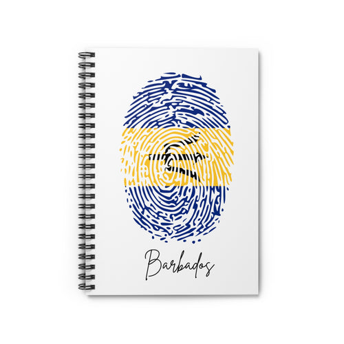 Barbados Flag Fingerprint Spiral Notebook - Ruled Line