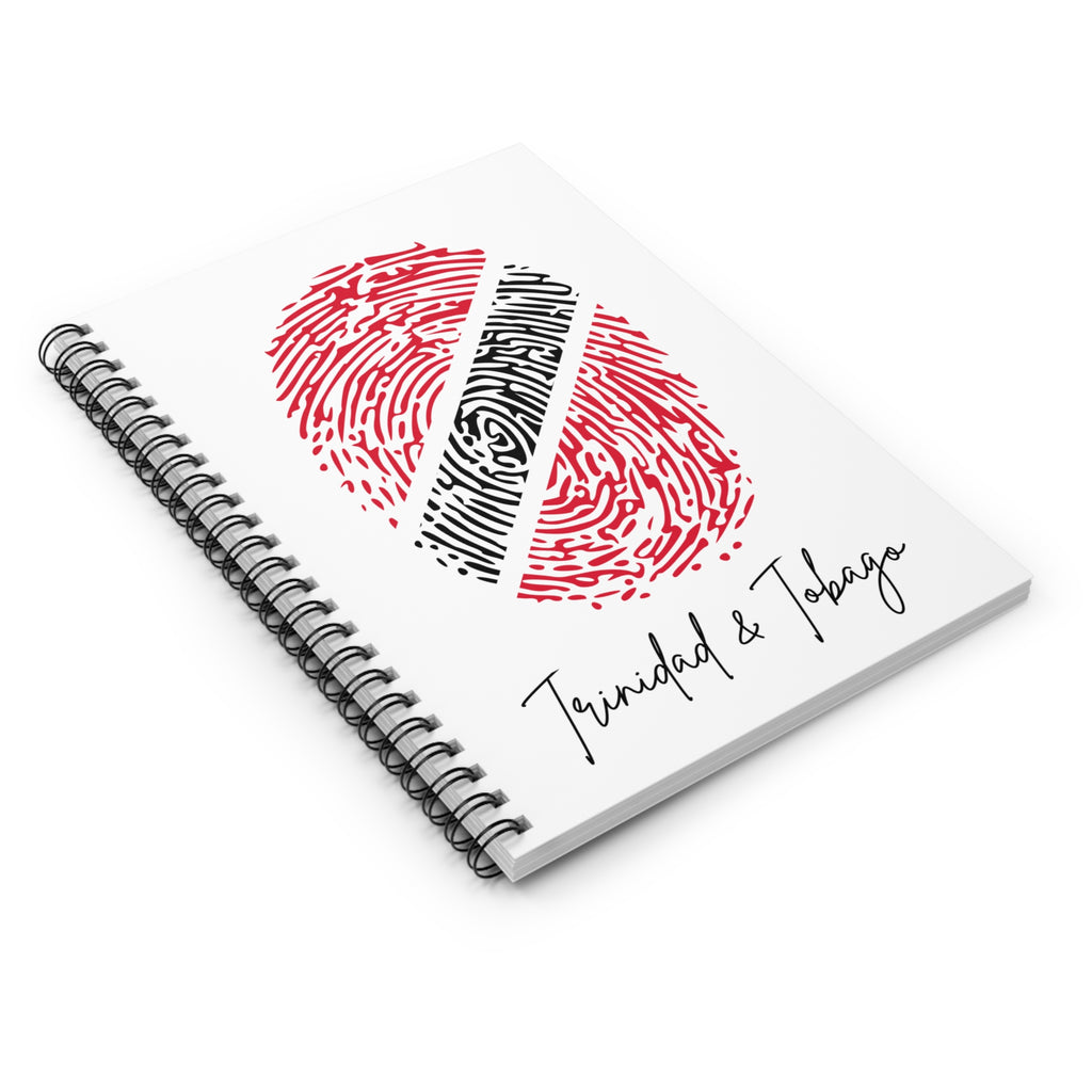 Trinidad & Tobago Flag Fingerprint Spiral Notebook - Ruled Line