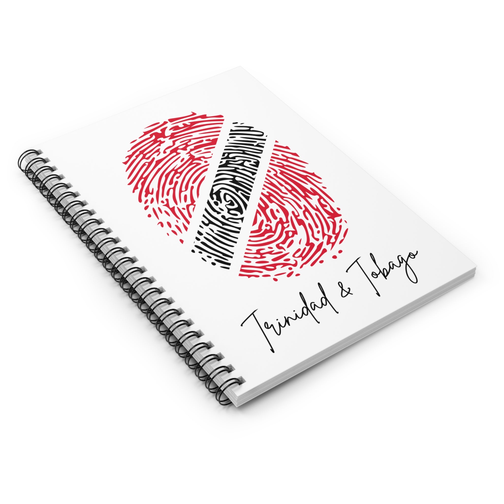 Trinidad & Tobago Flag Fingerprint Spiral Notebook - Ruled Line
