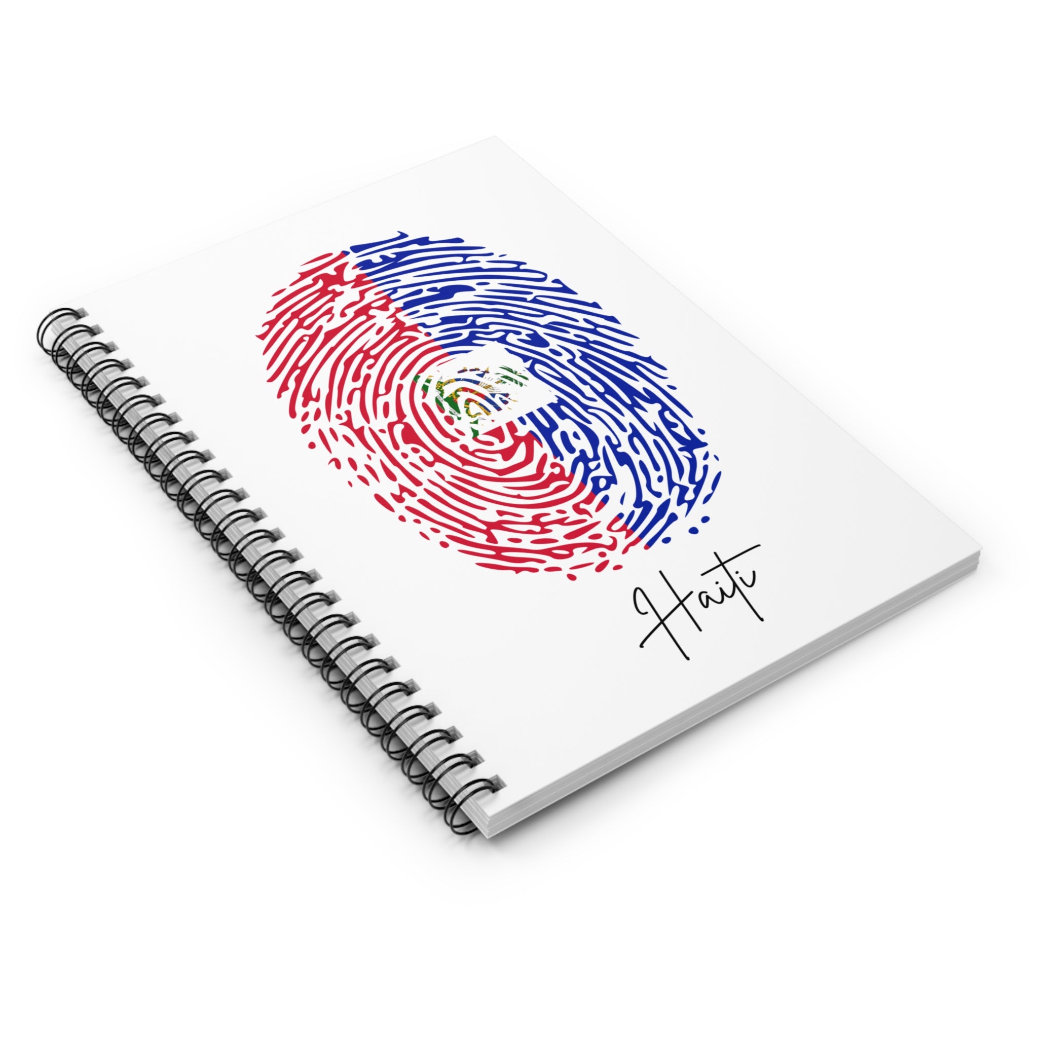 Haiti Flag Fingerprint Spiral Notebook - Ruled Line